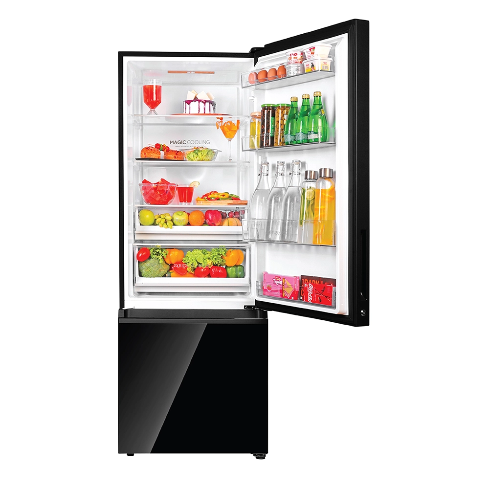Haier 325 L 2 Star Black Glass  Bottom Mount Refrigerator