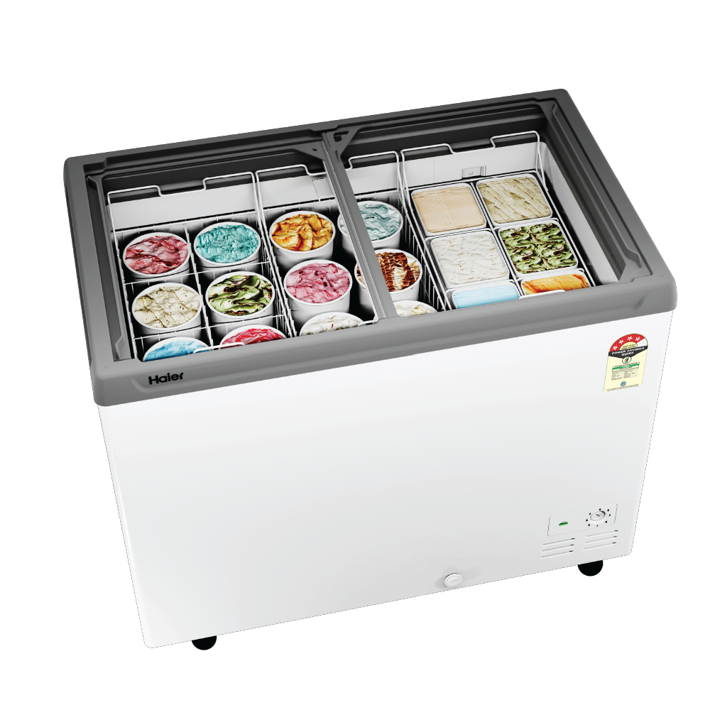 Haier 425L Glass Top Deep Freezer With LED| 2026 STAR Rating (White)
