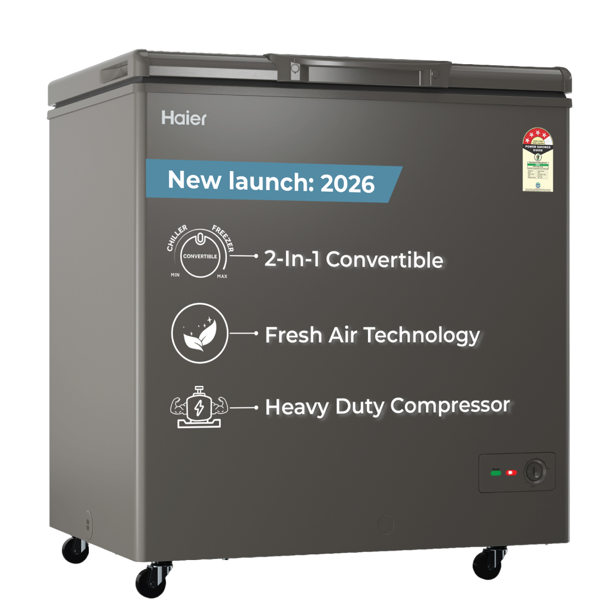 Haier Deep Freezer 235L Hard Top Convertible Single Door (Titanium)