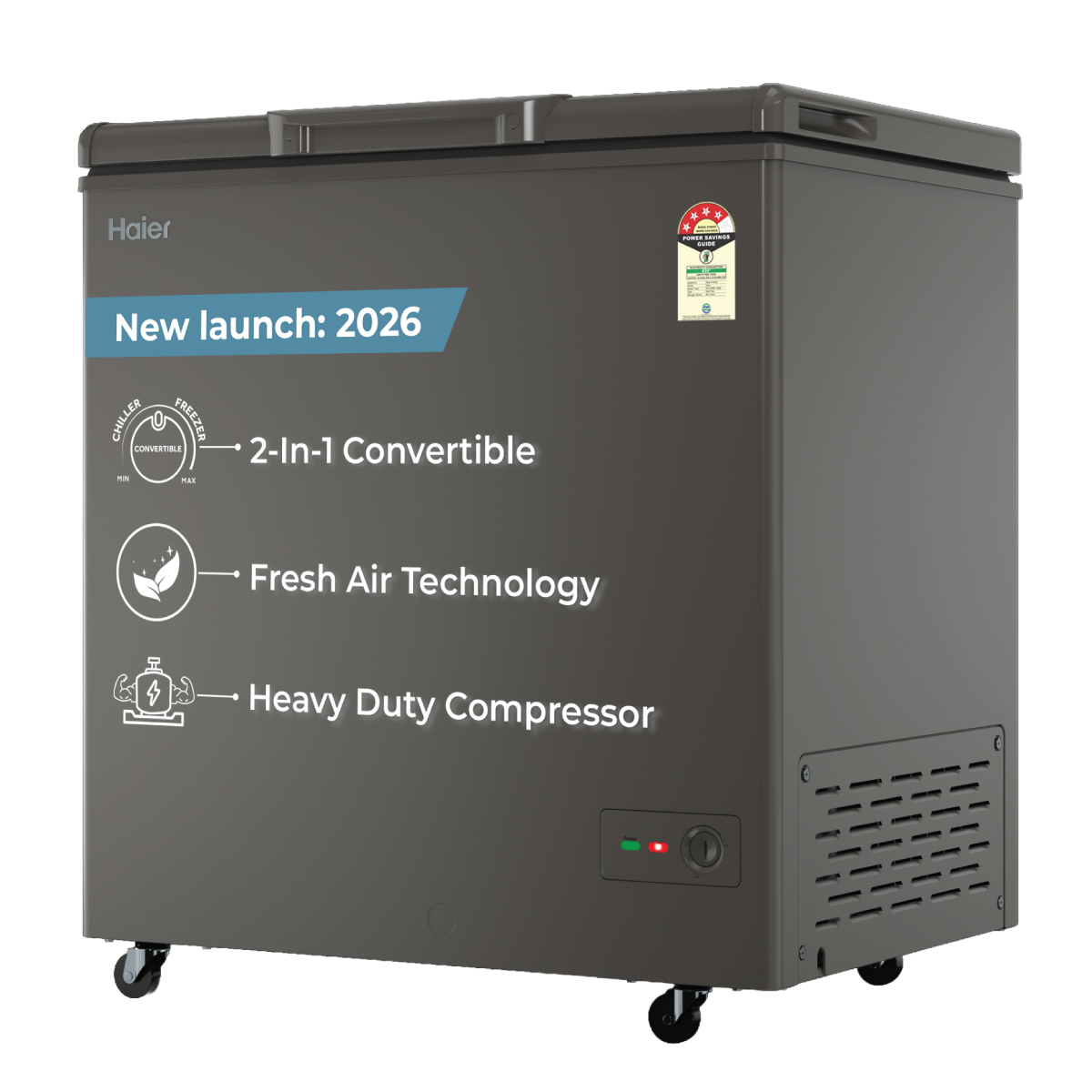 Haier Deep Freezer 235L Hard Top Convertible Single Door (Titanium)