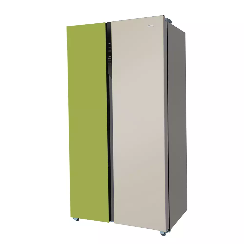 Haier Vogue Series 602L , Parrot Green Glass Finish 2 Door Side by side Convertible Refrigerator HRS-682PGG