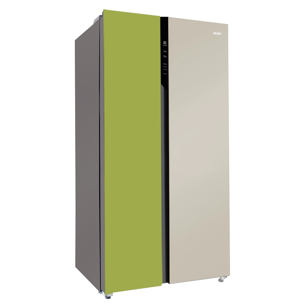 Haier Vogue Series 602L , Parrot Green Glass Finish 2 Door Side by side Convertible Refrigerator HRS-682PGG