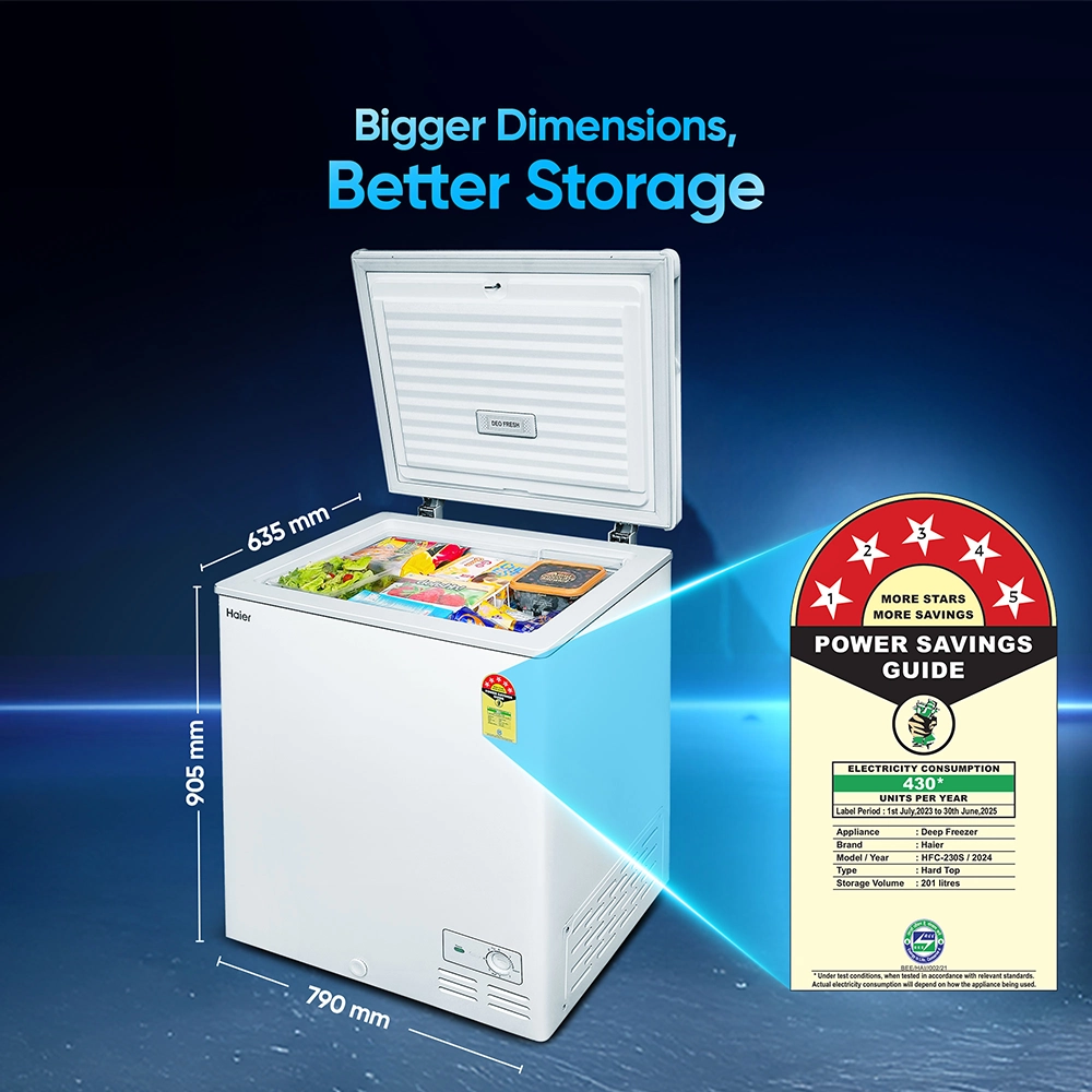 Haier 230 L Hard Top Convertible Deep Freezer  with 4-Yr Warranty