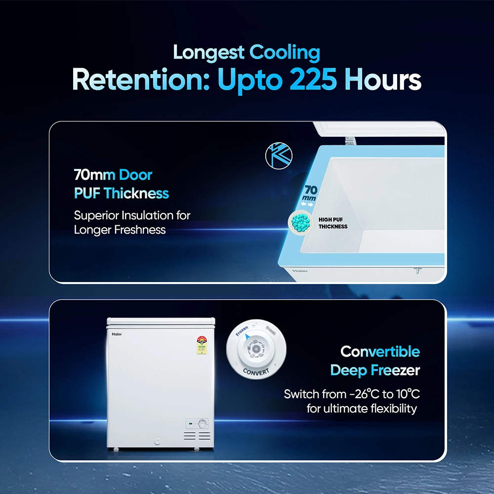 Haier 230 L Hard Top Convertible Deep Freezer  with 4-Yr Warranty