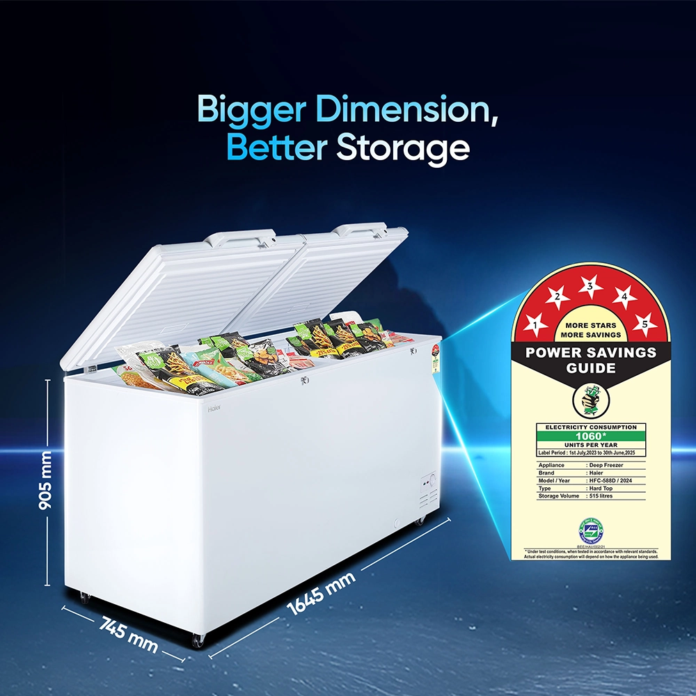 Haier 588 L Hard Top Convertible Deep Freezer  with 4-Yr Warranty