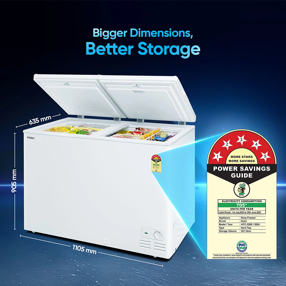 Haier 320 L Hard Top Convertible Deep Freezer  with 4-Yr Warranty