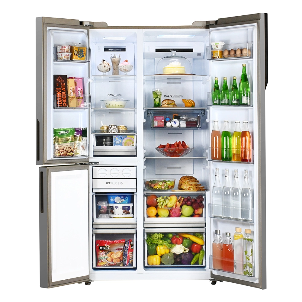 Haier Vogue 598L Black White Glass 3-Door Convertible Fridge