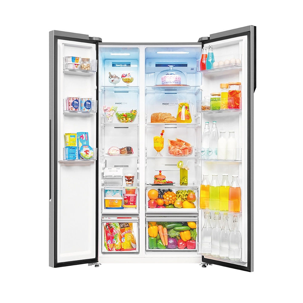 Haier 592L Shiny Steel  2 Door Side by Side Refrigerator